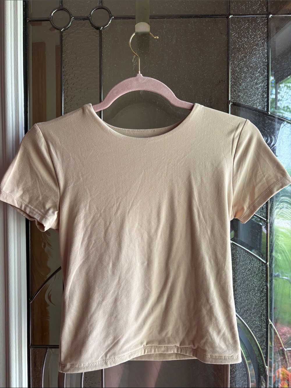 Pink Rose Cream Short Sleeve Crewneck Tee